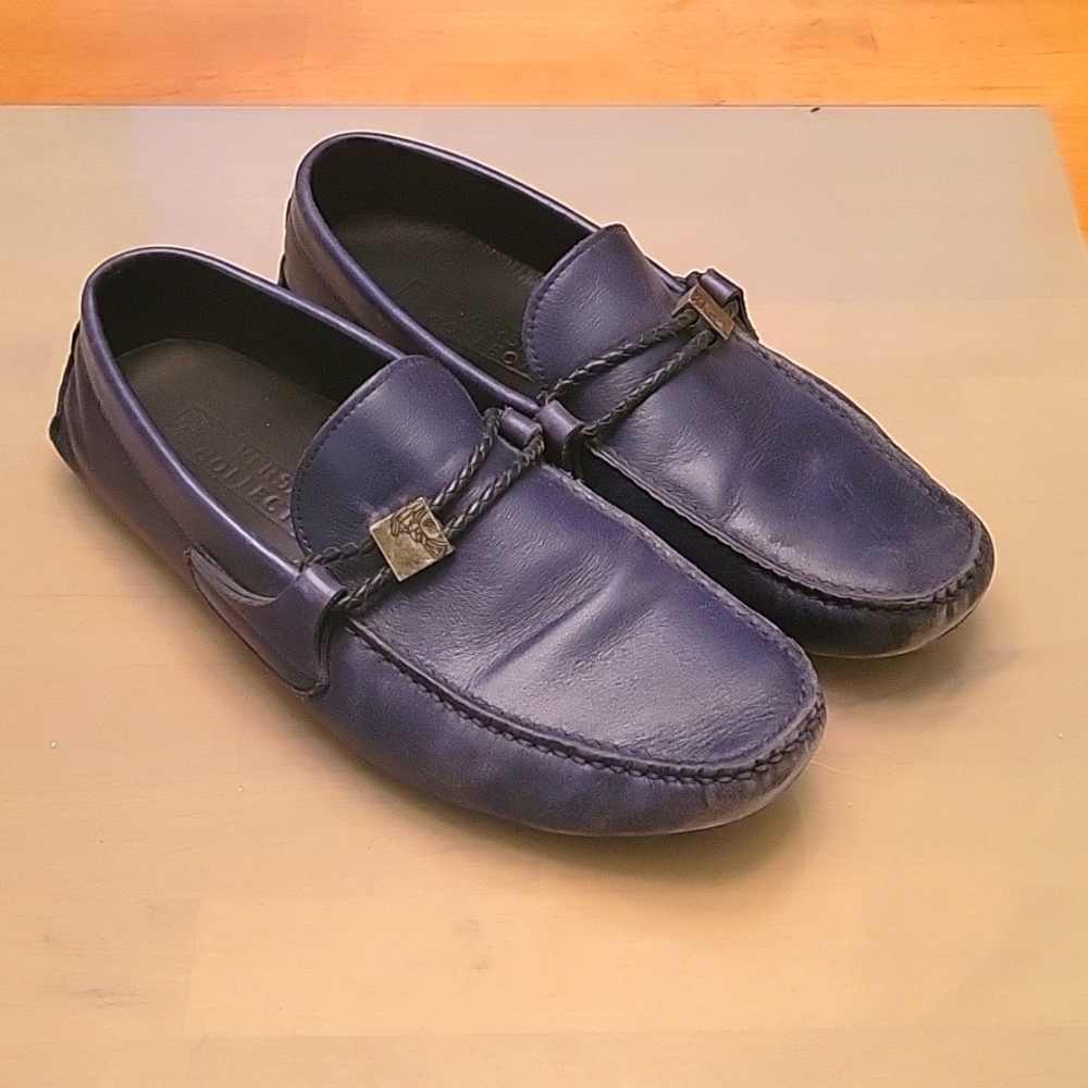 Versace Dress Shoe Loafers Blue Size 42 Eur